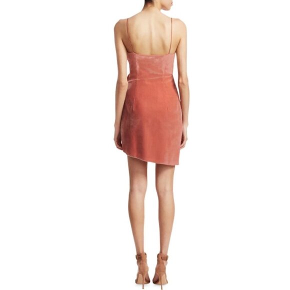 CINQ À SEPT 'Kiki' Sash-Front Sleeveless Velvet Mini Dress, Rosewood - Picture 3 of 3